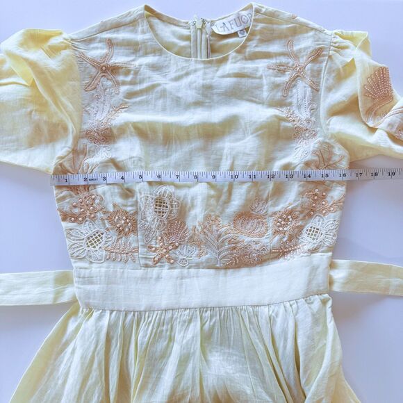 NWT La Fuori Resort '25 Collection Horizon Glow Yellow Embroidered Beaded Dress - Picture 13 of 15